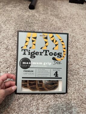 DOK Tiger Toes Premium Grip Dog Socks - Brown Tiger Pattern